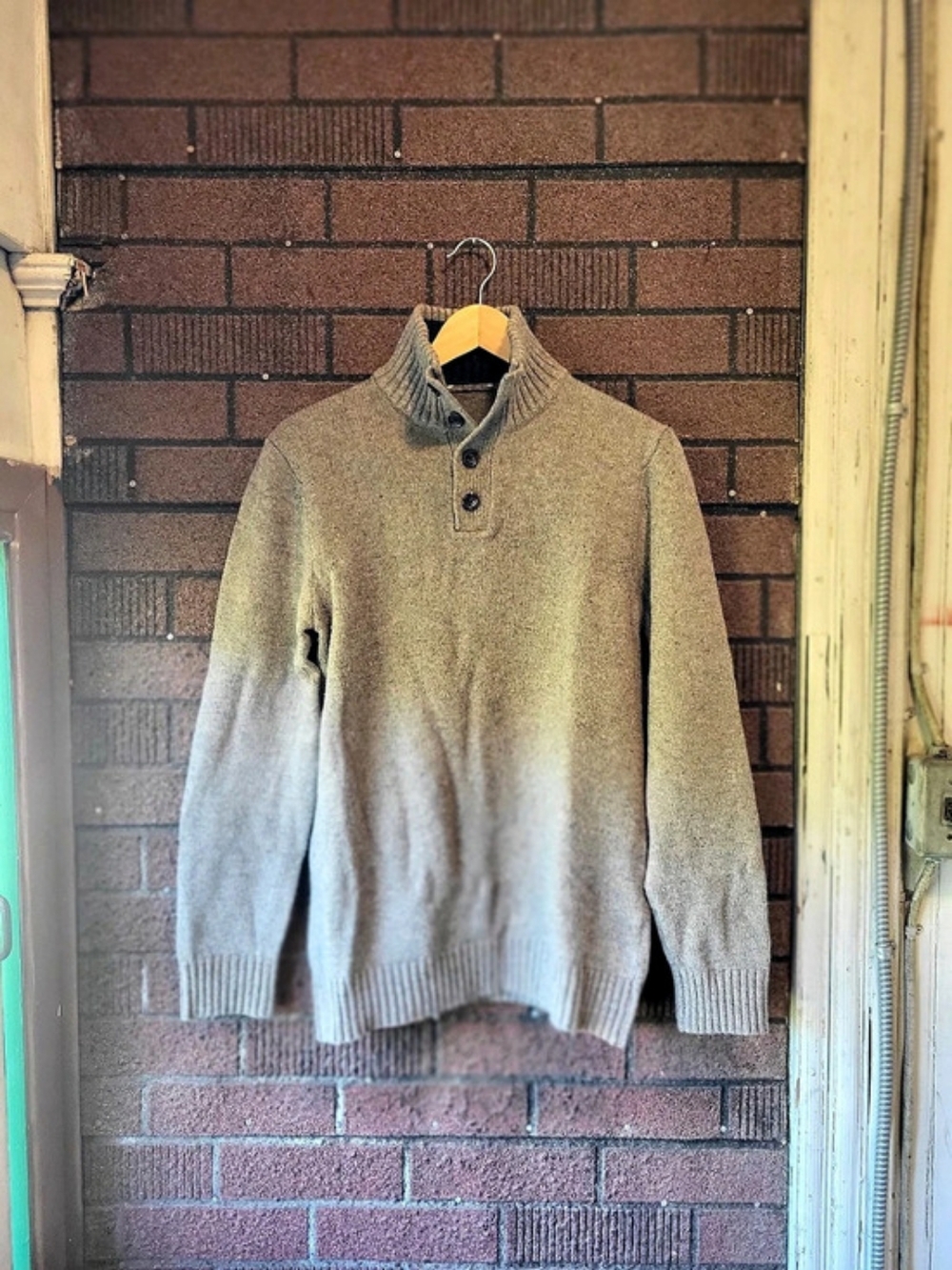 Gap Button Mock Neck Donegal Sweater